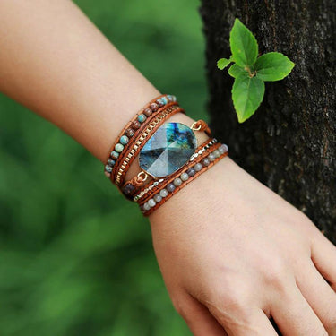 Boho Labradorite Agate and Jasper Wrap Bracelet-Your Soul Place